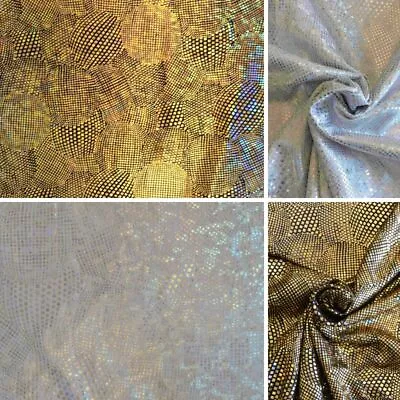 Iridescent Polyester Fabric Laser Holographic Glitter Shiny Spandex Material DIY • £7.25