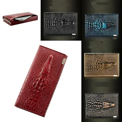 £32.88 • Buy Wallet Women Genuine Leather 3d Embossing Alligator Ladies Long Clutch Wallets