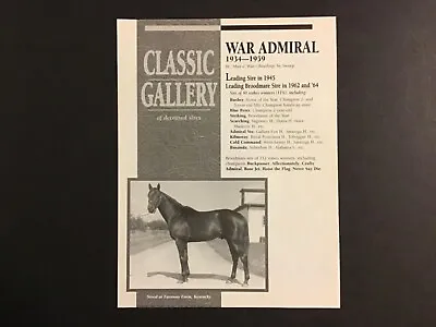 WAR ADMIRAL  Stud Ad  Horse Racing MAN O’ WAR • $4.99