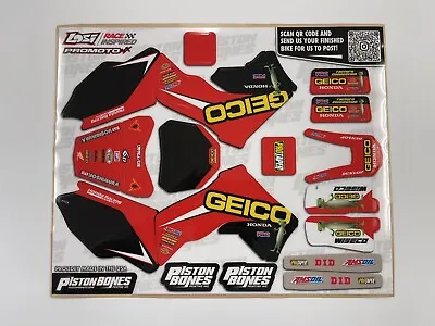 New Losi Pro Moto Mx Graphics Decals Geico Honda Racing Hrc Cr Crf 250 450 D.i.d • $65