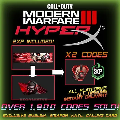 Call Of Duty Modern Warfare 3 HyperX CoD MW3 Skin Calling Card + 1 HOUR 2XP Code • £5.99