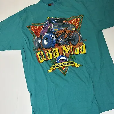 Vtg Mud Club Charter Member Monster Truck Off Road T Shirt 90s Y2K Sun Sport L • $17