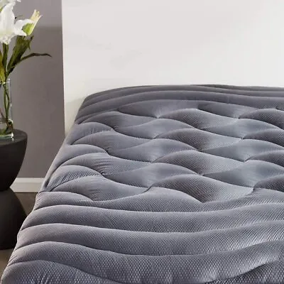 Cal King Size Mattress Pad Cover Memory Foam Pillow Soft Topper Top Cooling Grey • $61.14