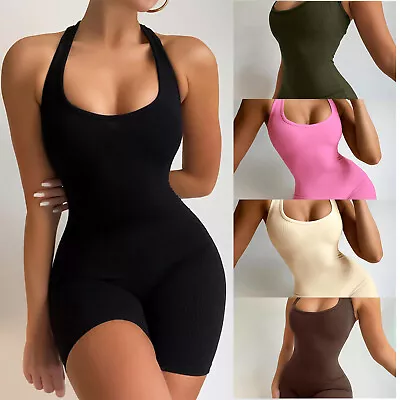 Womens Yoga Jumpsuit Bodysuit Leggings Pants Anti Cellulite Exercise Rompers Gym • $15.19