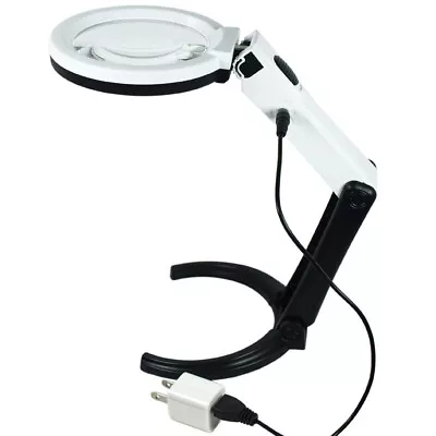 2.5X-8X Foldable LED Lighted Magnifying Lamp Reading Magnifier With USB Charger • $12.46