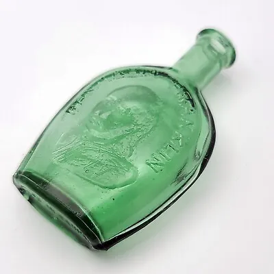 Vintage 3  Miniature BENJAMIN FRANKLIN Glass House Green Bitters Bottle Taiwan • $5