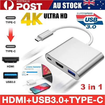 Type C To USB-C HDMI USB 3.0 Adapter Converter Cable 3 In 1 Hub For Mac Pro IPad • $9.89