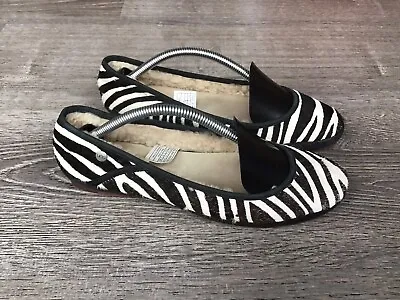 UGG Womens Size 7 Australia Antora Exotic Zebra Flats Slip On 1002382 Shoe Lined • $25.49