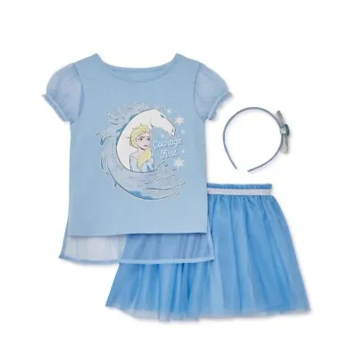 $16.95 • Buy NWT 3-PC Toddler Girl 2T Frozen 2 T-Shirt W/ Cape Tutu Skirt & Headband Outfit