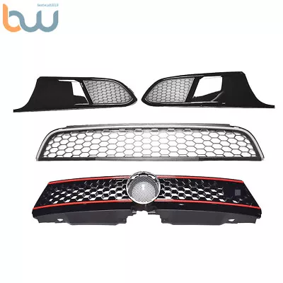 Front Bumper Upper+Lower Grille Kit W/Bezels Black Grill For 11-14 VW Jetta MK6 • $100.08