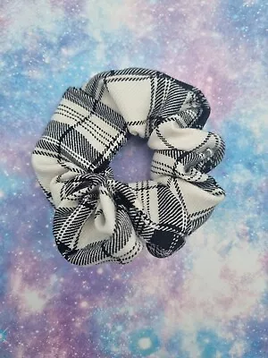 Black And White Tartan Scrunchie Handmade Scrunchie Hair Tie Hair Accessory S89 • £1.50