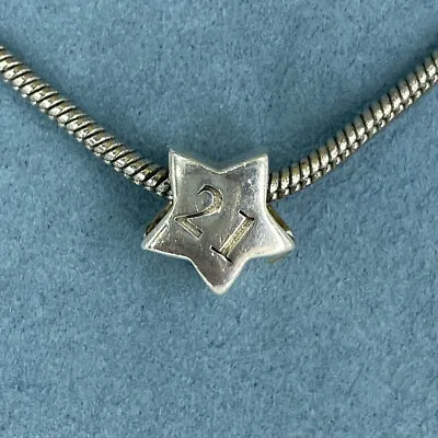 925 Sterling Silver Charm Star 21st  Birthday Celebration Gift • £14