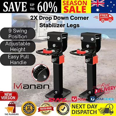 Manan 2X 400mm Drop Down Corner Stabilizer Legs 1200LB Caravan Trailer Steel AU • $142.97