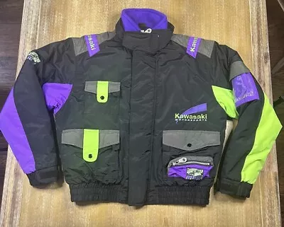 Vtg Kawasaki Motorsports Jacket Motorcycle Size XXL Ninja Team Green 1990's Rare • $115