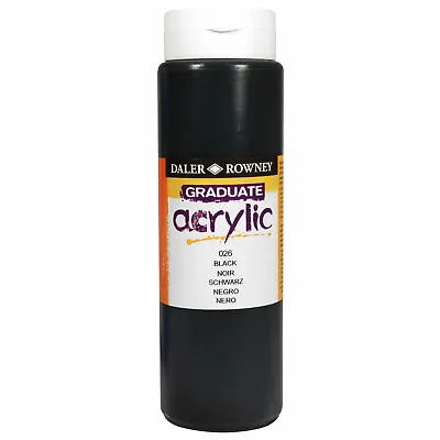 Daler Rowney 123500026 Graduate Acrylic Paint 500ml Black • £10.03