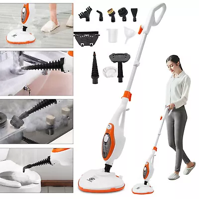 New 12-in-1 Steam Mop Floor Cleaner Handheld Steamer Carpet Upholstery Window • £37.89