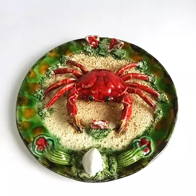 Majolica Palissy Style Crab Plate Decorative 9in 22cm • £60