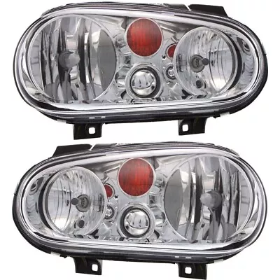 $204.84 • Buy Front Headlight Assembly Pair Black Housing LH RH Sid For 02-06 Volkswagen Golf