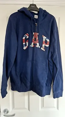 Used Men's GAP Union Jack Blue Hoodie Size Large • £9