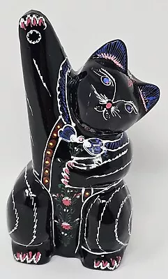 Maneki Neko Japenese Good Luck Cat ~ Lacquerware By Linda Tong • $14.50