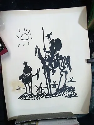 Old Pablo PICASSO Art Print DON QUIXOTE 50cm X 61cm Heavy-stock RESTORE As Is • $30