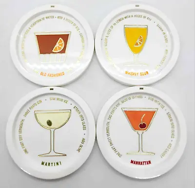 Cocktail Recipe Coasters Cole National Mid Century Bar Cart - Set Of 4 - VINTAGE • $16