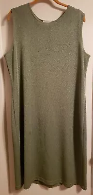 Vintage Nicole Studio Metallic Green A-Line Dress Size 18 Stretch • $12