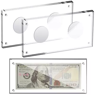 2 Pack Acrylic Display Currency Paper Money Holder Money Frame Dollar Bill Ho... • $18.56