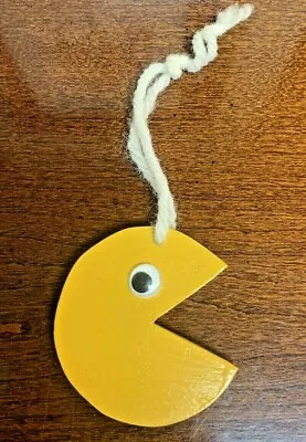 Vintage Wood Wooden Yellow Pacman Pac-Man Pac Man Christmas Holiday Ornament • $15