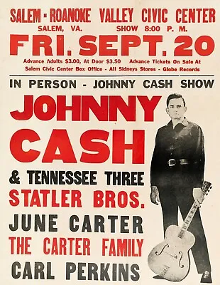 NEW Johnny Cash Music Tour Concert Poster Wall Art Print FREE POSTAGE • $18.16