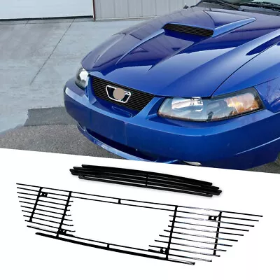 Fits 1999-2004 Ford Mustang GT V8 Hood Scoop Black Billet Grille Insert Combo • $79.99