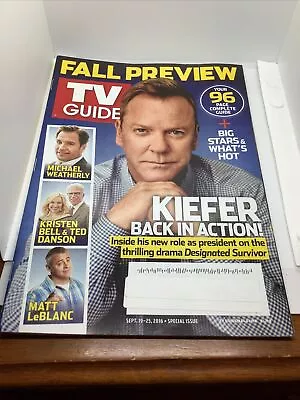 TV Guide-September 19-25 2016 - Kiefer Sutherland - Michael Weatherly • $7.99