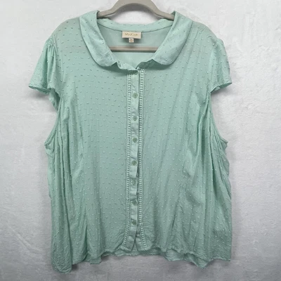 $27.99 • Buy ModCloth Button Down Peter Pan Collar Top Women’s Size 3x Swiss Dot