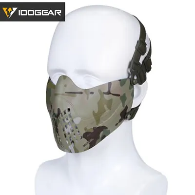 IDOGEAR Pilot Tactical Half Face Mask Airsoft Mask FAST Helmet Military Hunting • £16.68