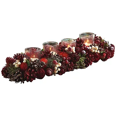 £22.95 • Buy Candle Tealight Holder 4 Votive Floral Christmas Decoration Table Pine Cone