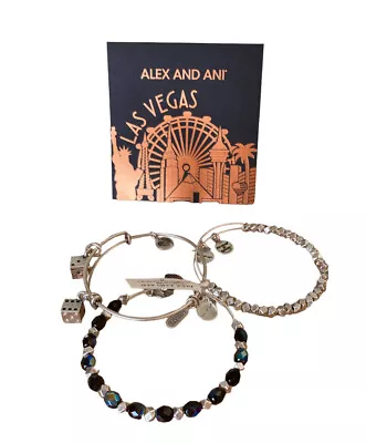 Alex And Ani Las Vegas Dice Silver Expandable Charm Bangle Set Of 3 • $68.60