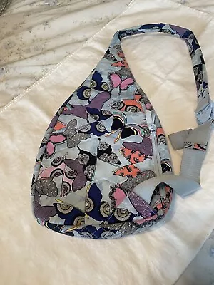 Vera Bradley Butterfly Print Sling Bag Style Sky Blue Good Shape Used Clean • $22.99