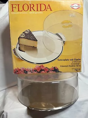 Marke Tischfein  Florida  Silver Cake Plate W/Lucite Cover Dome - German • $15