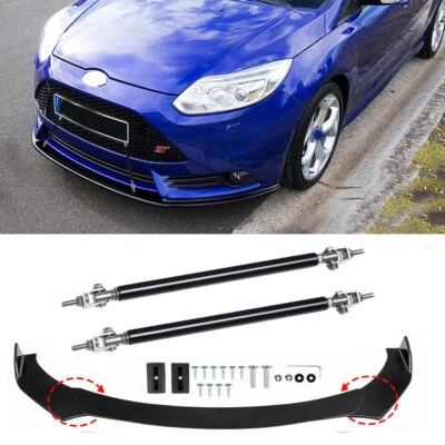 Front Bumper Lip Splitter Kit For Ford Focus ST/RS/SE - Includes Strut Rods