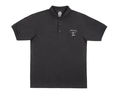 Thrasher Magazine Mini Gonz Embroidered Mark Gonzales Art Black Polo Shirt • $38