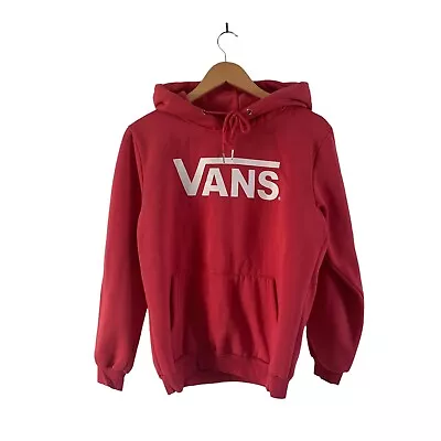 Vans Off The Wall Red Pullover Hoodie Mens Size Medium Long Sleeve • £19.99