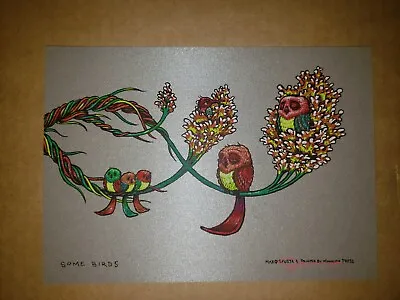 Marq Spusta Some Birds Silver Art Print Poster 7 X 5 Tree Branch Micro Handbill • $75