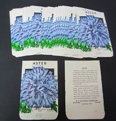 Wholesale Lot Of 50 Old Vintage 1970's BLUE ASTER Flower SEED PACKETS - Shumway • £23.74