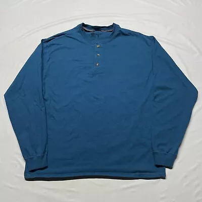 Vintage Henley Long Sleeve T-Shirt Men’s XL Blue Solid Fruit Of The Loom Y2K 00s • $18.99