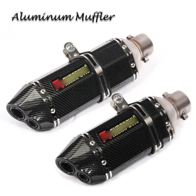 51mm Universal Motorcycle Exhaust Tip Muffler Pipe Aluminum Carbon Fiber Painted • $65.06