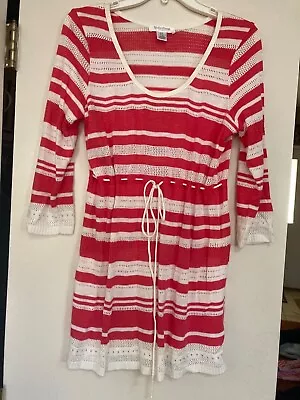 Motherhood Maternity Size S Crochet Striped Knit Top Drawstring Pullover • $6.99