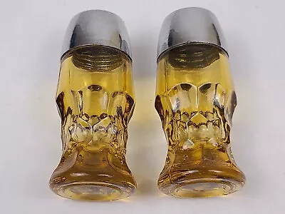 Vtg Viking Georgian Amber Glass Honeycomb Salt & Pepper Shakers Retro Decor • $7.99