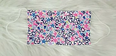 Lilly Pulitzer White Blue Pink Floral Fabric Adult Reusable Face Mask New No Tag • $9.97