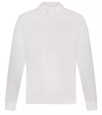 Mens Long Sleeve Polo Shirt Casual Top 2 Button Collared Pique Lightweight • £5.89