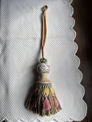 Mackenzie Childs Ceramic Pottery Tassel Tie Curtain Pull Taylor Keukenhof Green • $80